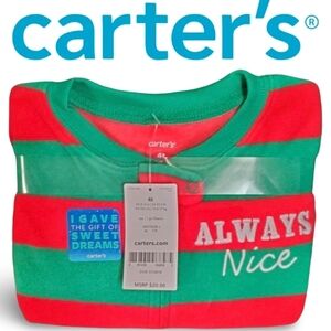 Carter's Green and Red Striped Pajama Set